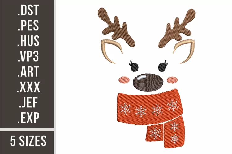 Baby Deer in Scarf | Winter Embroidery Design