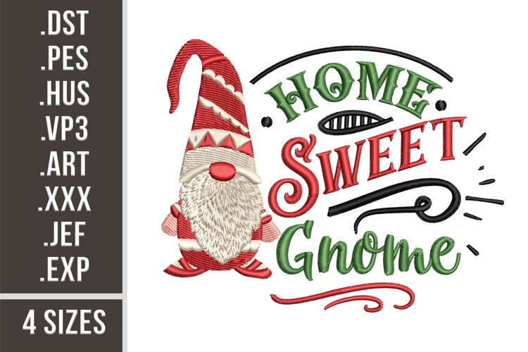 Home Sweet Gnome | Embroidery Design example image 1