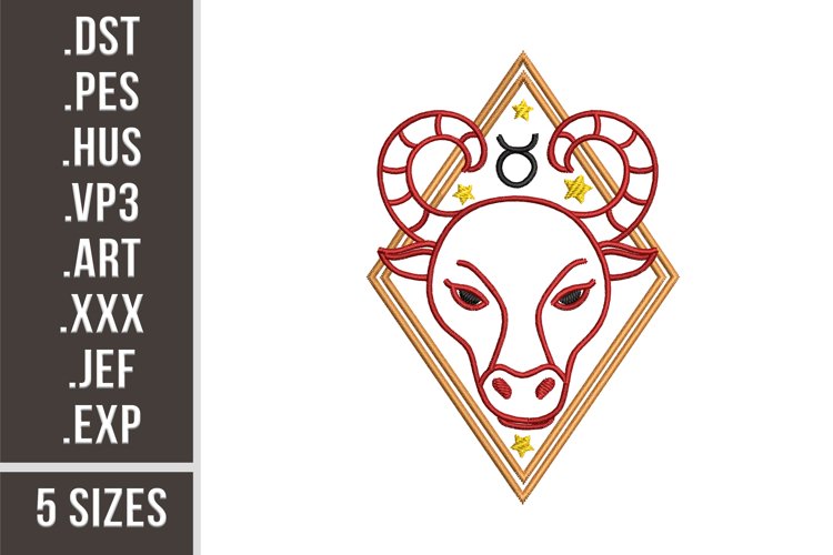 Taurus Sign | Zodiacs Embroidery example image 1