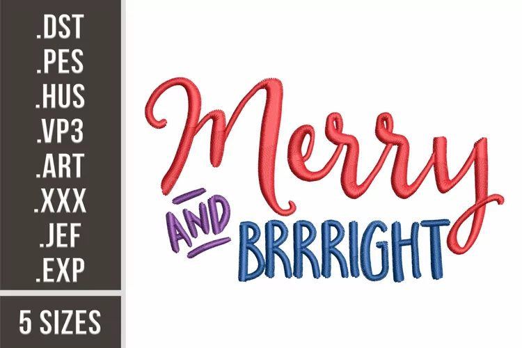 Merry And Brrright | Christmas Embroidery Design