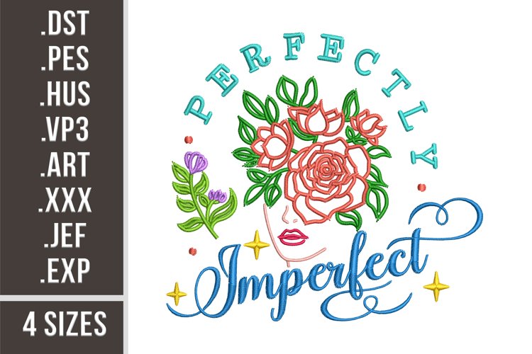Perfectly Imperfect | Floral Woman Embroidery example image 1