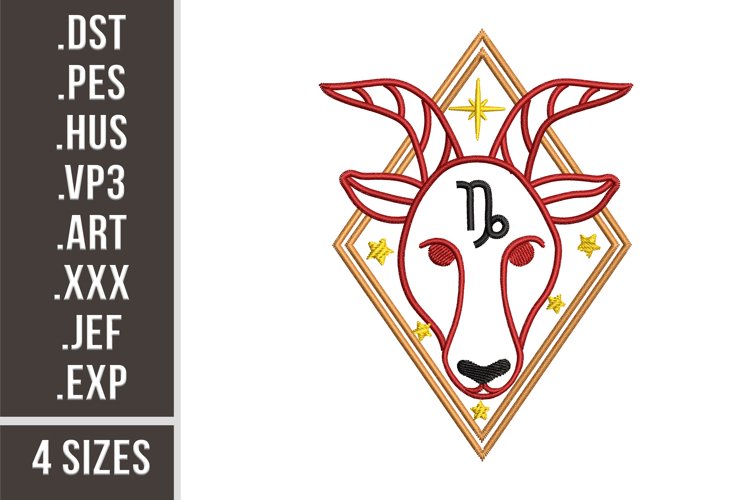 Capricorn Sign | Zodiacs Embroidery example image 1