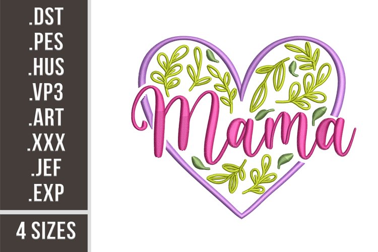 Mama in Floral Heart | Mother's Day Embroidery example image 1
