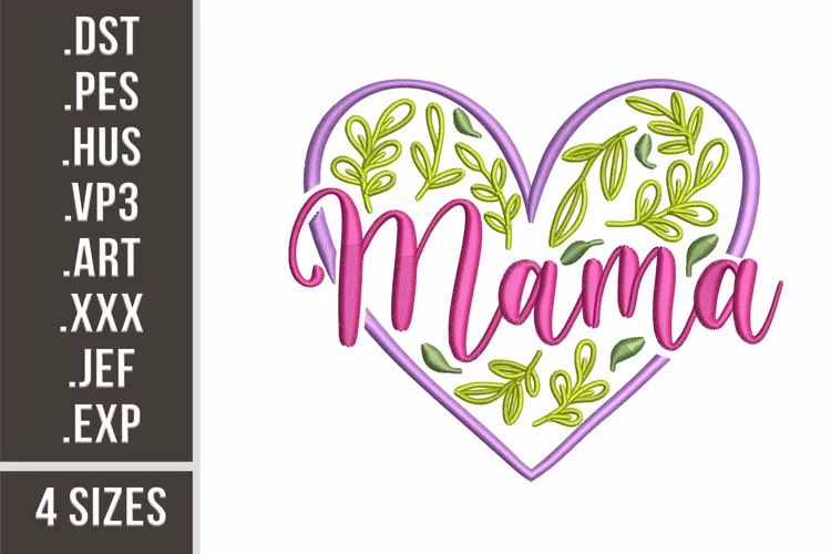 Mama in Floral Heart | Mother's Day Embroidery