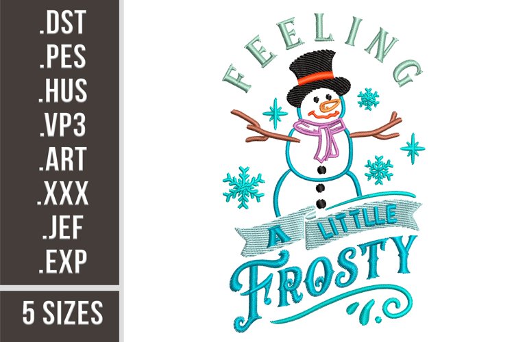Frosty Snowman| Winter Embroidery Design example image 1