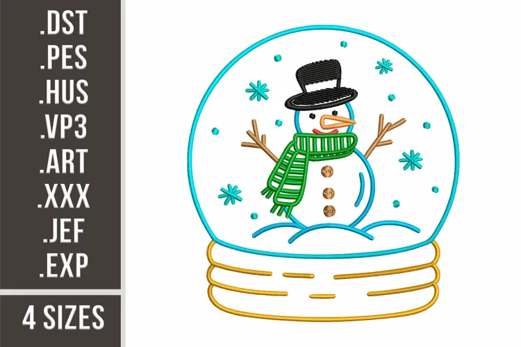 Snow Globe with Snowman | Embroidery Design