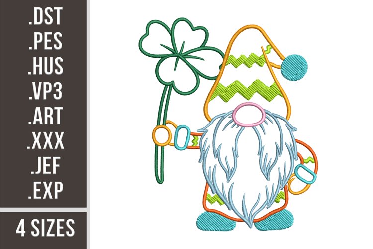 Gnome With Flower | St, Patricks Day Embroidery