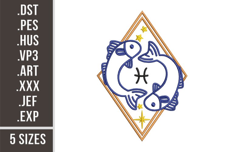 Pisces Sign | Zodiacs Embroidery example image 1