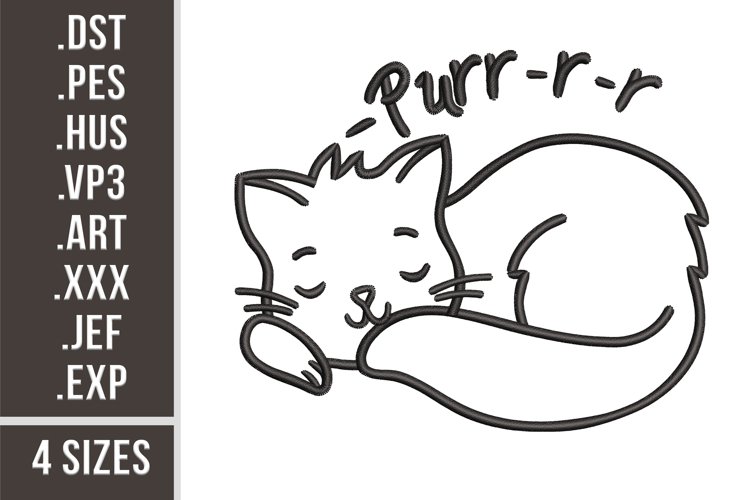 Sleeping Cat | Cute Animal Embroidery example image 1