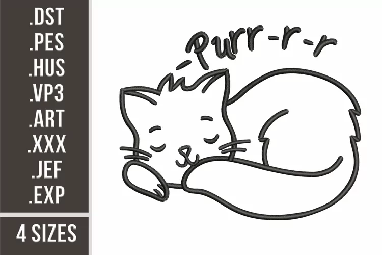 Sleeping Cat | Cute Animal Embroidery