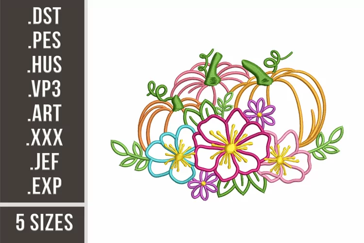 Floral Pumpkins | Fall Embroidery Design