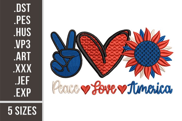 Peace Love America | Embroidery Design