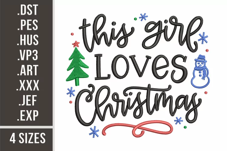 This Girl Loves Christmas | Embroidery Design