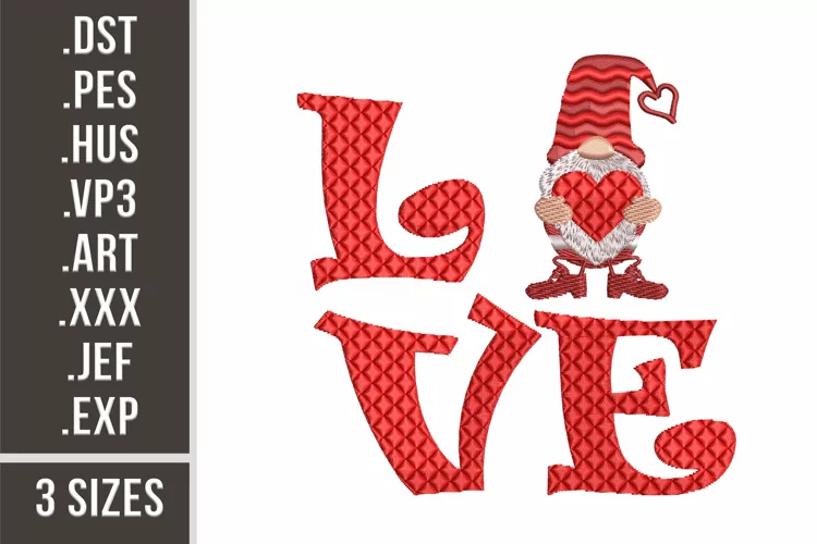 Love Gnome | Embroidery Design