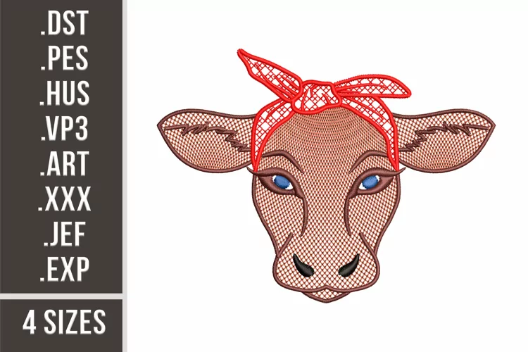 Cow With Bandana | Embroidery Design