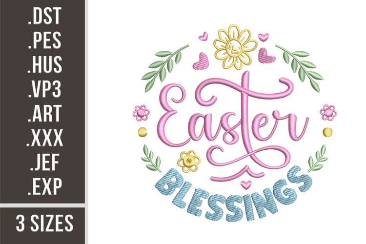 Easter Blessings | Easter Floral Embroidery example image 1