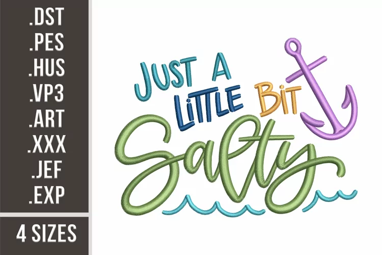Just A Little Bit Salty | Beach Quote Embroidery