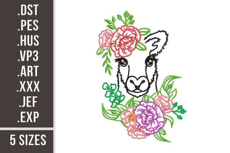 Kangaroo with Flowers | Embroidery Design example image 1