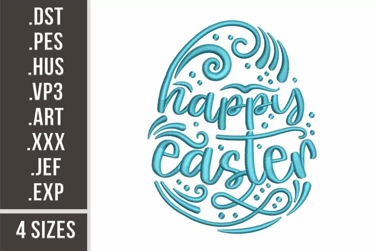 Happy Easter Hand Drawn in Egg | Embroidery Design