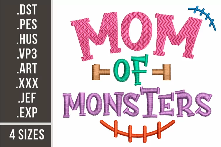 Mom of Monsters | Embroidery Design