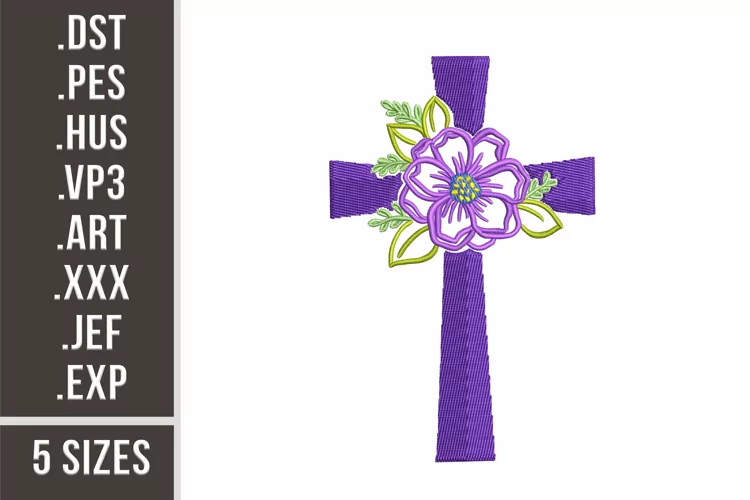 Christian Floral Cross | Religious Embroidery