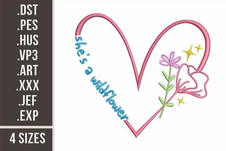She's A Wildflower| Floral Heart Embroidery