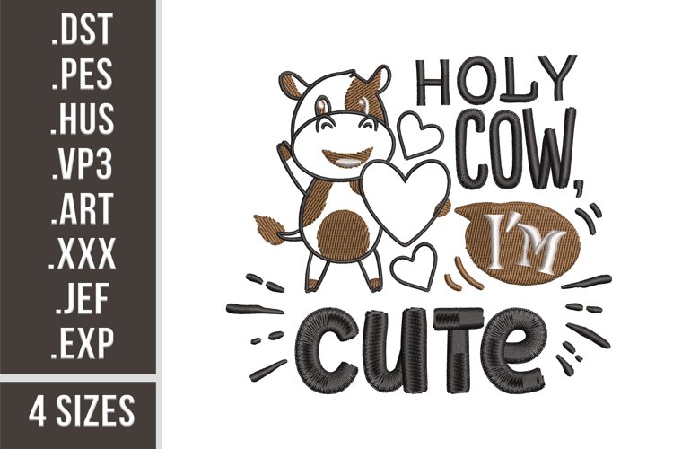 Holy Cow I'm Cute | Funny Baby Embroidery example image 1