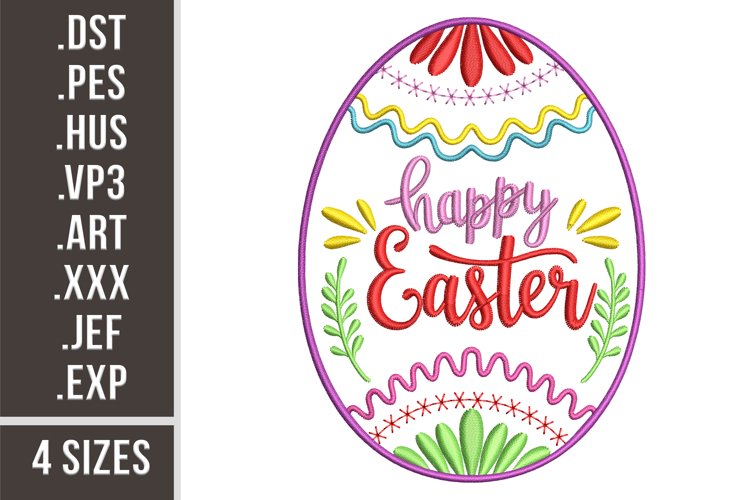 Happy Easter Egg with Ornament | Embroidery Design example image 1