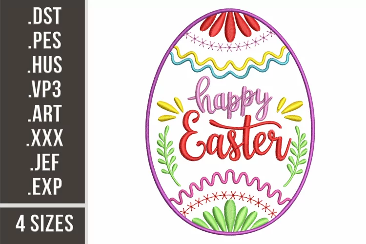 Happy Easter Egg with Ornament | Embroidery Design