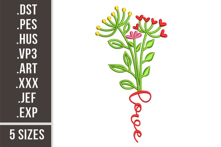 Love Floral Bundle | Flowers Embroidery example image 1