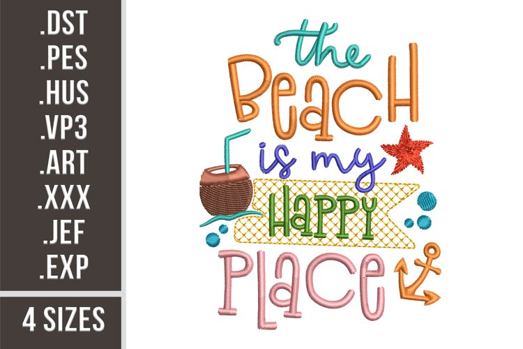 Beach Is My Happy Place | Summer Quote Embroidery