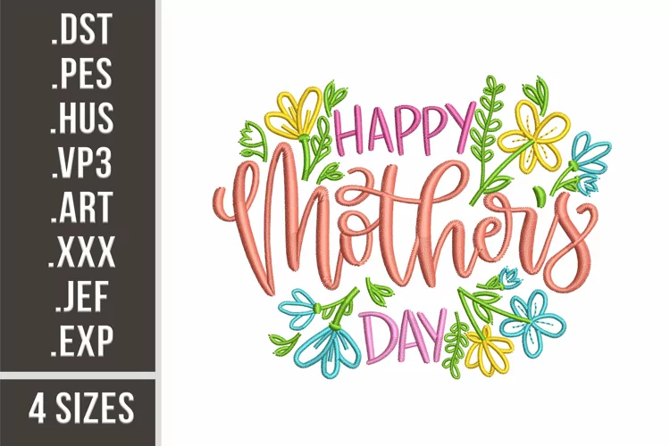 Happy Mother's Day | Flowers Embroidery