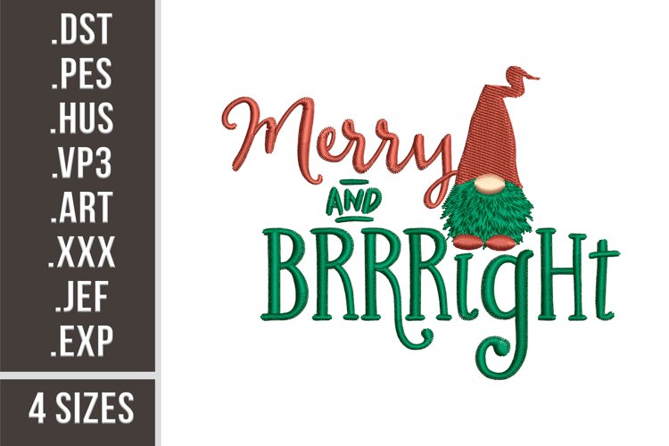 Merry and Bright Gnome | Embroidery Design