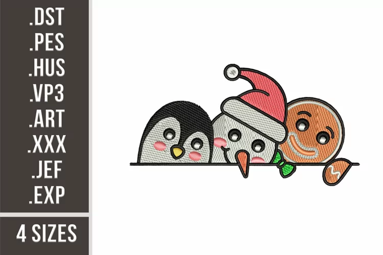 Peeking Christmas Charachters | Machine Embroidery Design