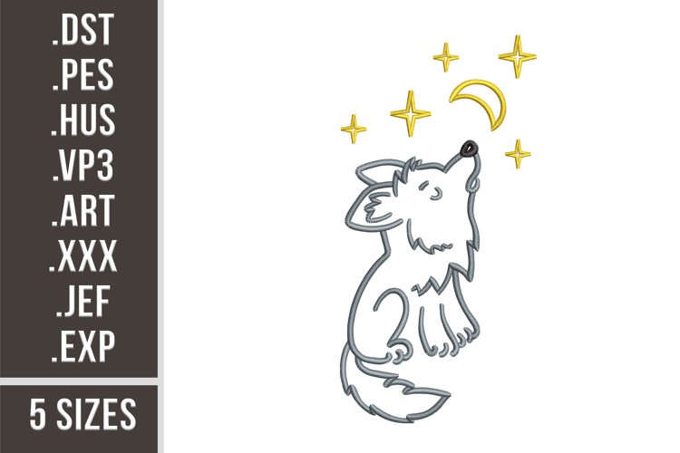 Cute Roaring Wolf | Baby Animal Embroidery example image 1