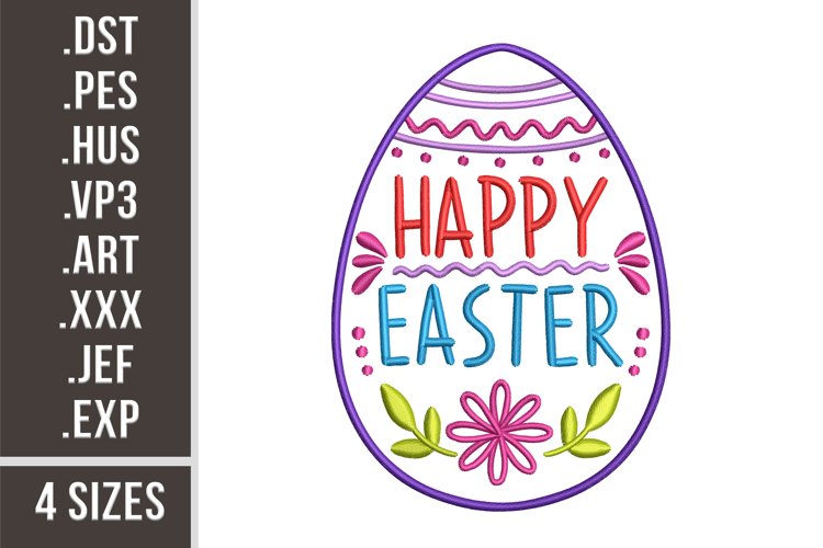Happy Easter | Easter Egg With Ornament Embroidery example image 1
