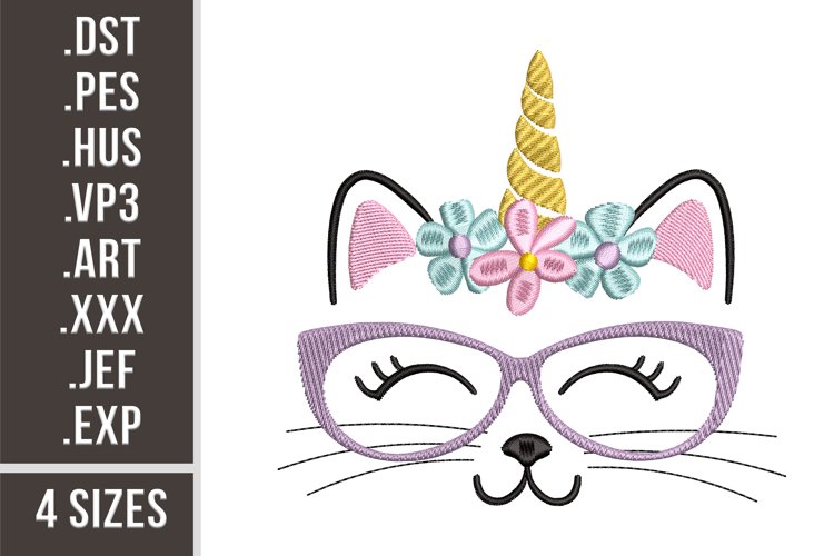 Kawaii Cat Unicorn | Machine Embroidery Design