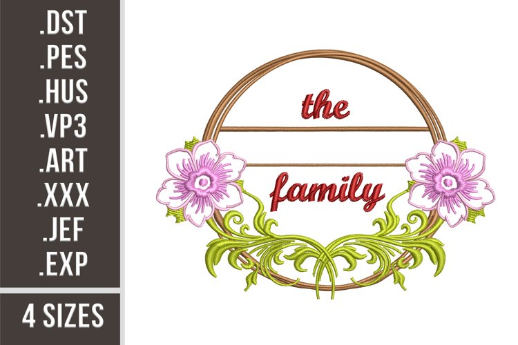 The Family | Floral Wreath Embroidery example image 1