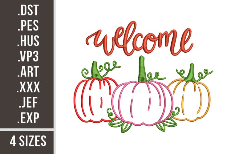 Pumpkins Welcome | Autumn Home Sign Embroidery