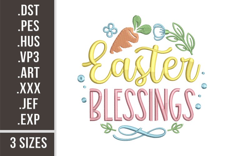 Easter Blessings | Floral Round Embroidery example image 1