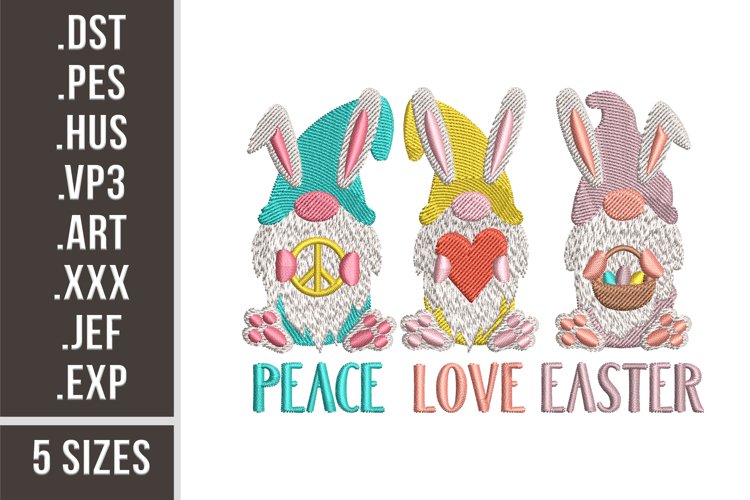 Peace Love Easter | Easter Gnomes Embroidery example image 1