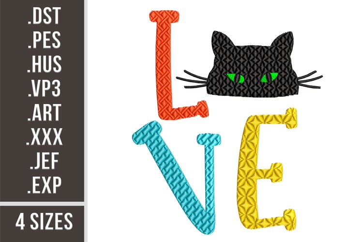 Love Cat| Embroidery Design example image 1