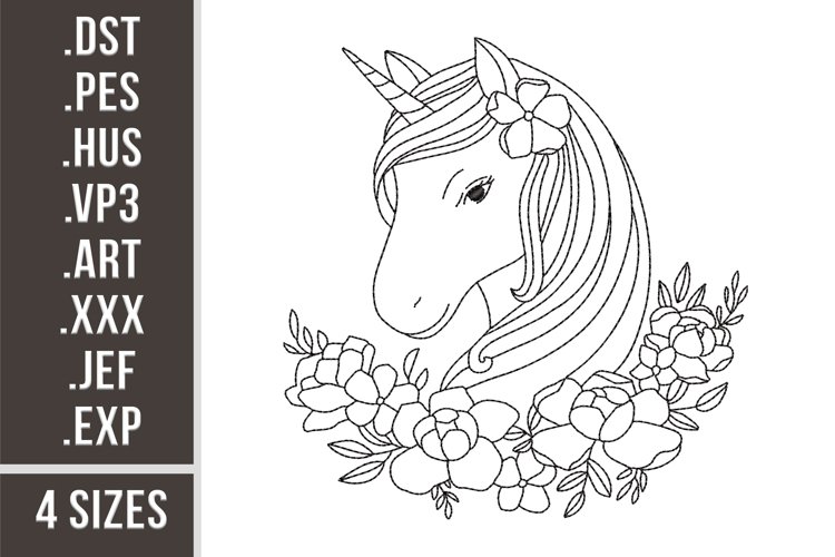 Unicorn Redwork | Machine Embroidery Design example image 1