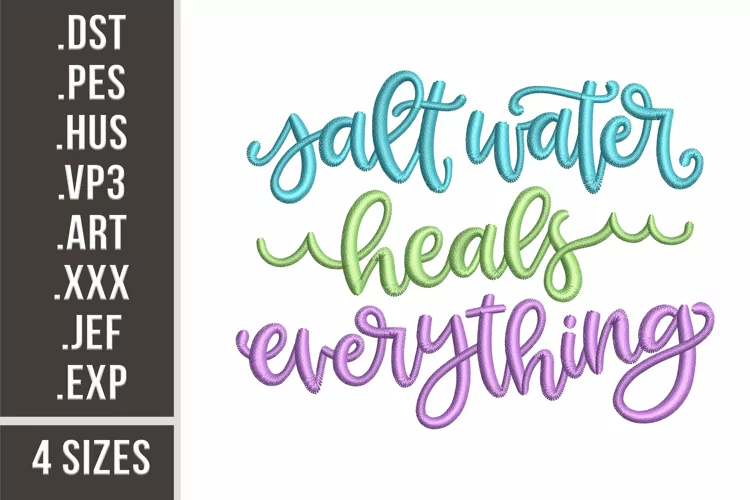 Salt Water Heals Everything | Summer Quote Embroidery