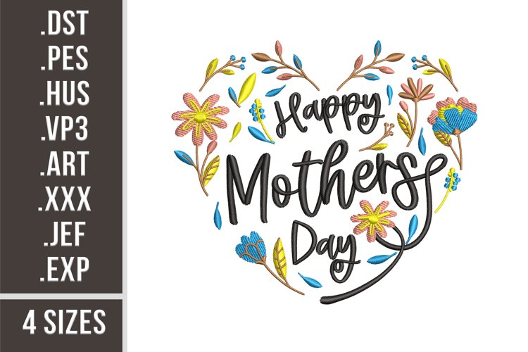 Happy Mother's Day |Floral Heart Embroidery example image 1