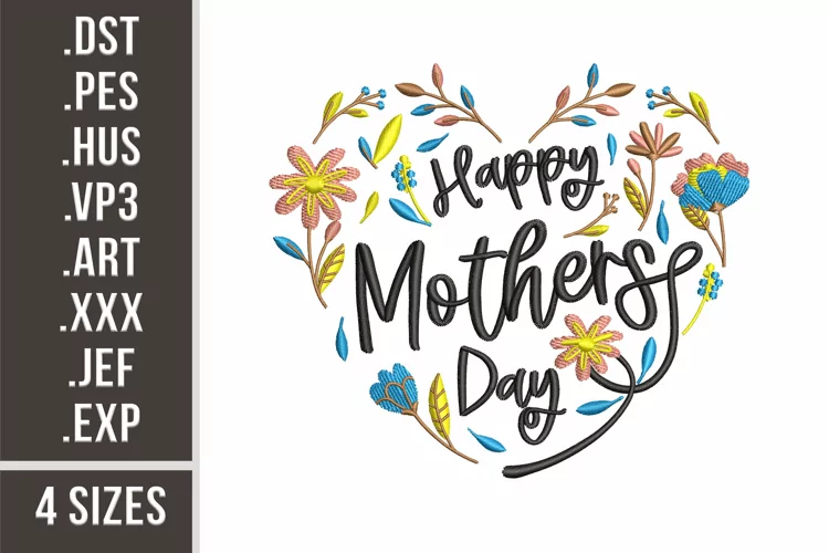 Happy Mother's Day |Floral Heart Embroidery