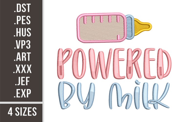 Powered By Milk | Embroidery Design
