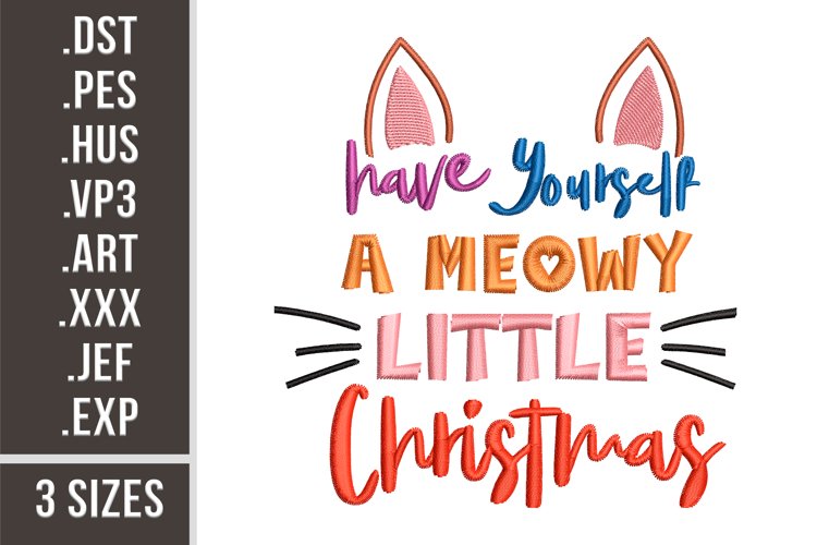 Have A Meowy Christmas | Embroidery Design example image 1