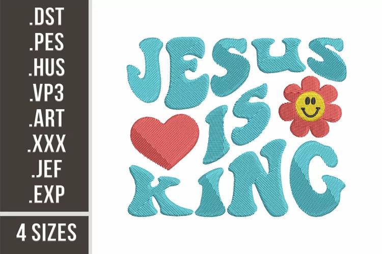 Jesus Is King | Christian Retro Embroidery