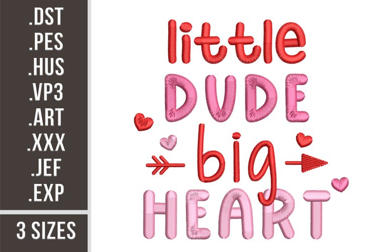 Little Dude Big Heart | Baby Embroidery Design example image 1